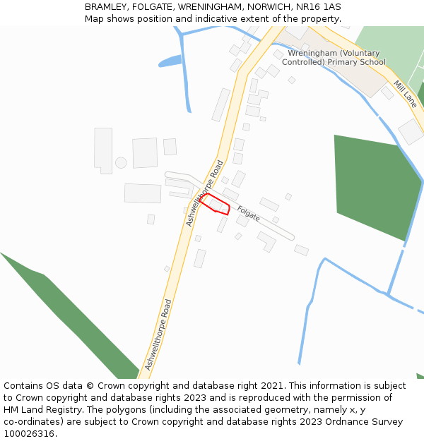 BRAMLEY, FOLGATE, WRENINGHAM, NORWICH, NR16 1AS: Location map and indicative extent of plot