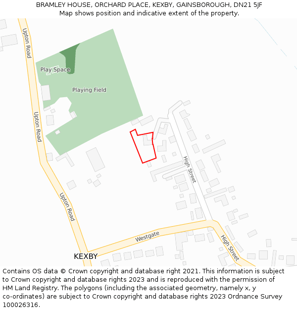 BRAMLEY HOUSE, ORCHARD PLACE, KEXBY, GAINSBOROUGH, DN21 5JF: Location map and indicative extent of plot