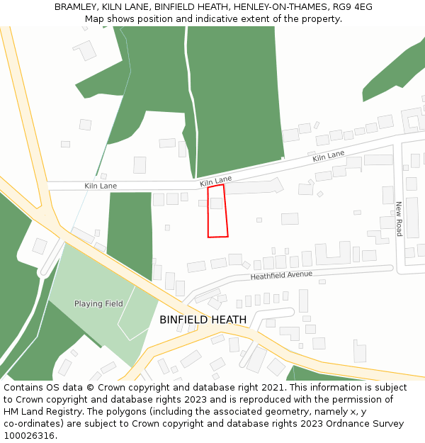 BRAMLEY, KILN LANE, BINFIELD HEATH, HENLEY-ON-THAMES, RG9 4EG: Location map and indicative extent of plot