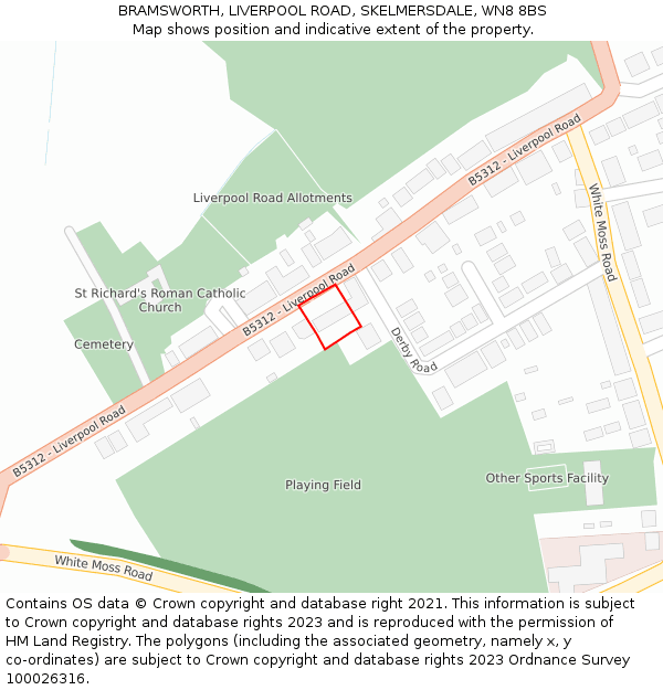 BRAMSWORTH, LIVERPOOL ROAD, SKELMERSDALE, WN8 8BS: Location map and indicative extent of plot
