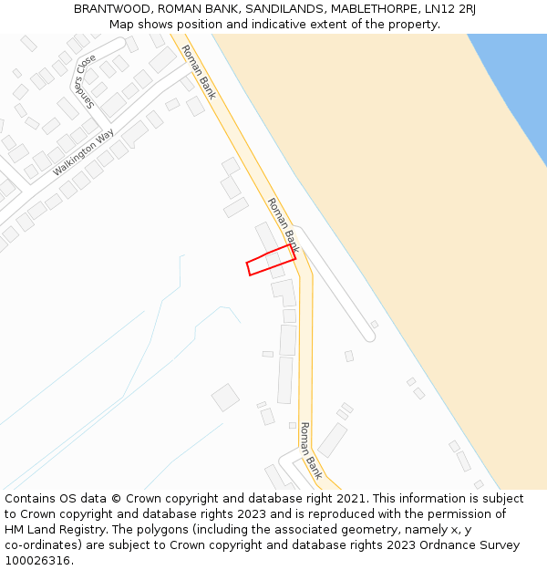 BRANTWOOD, ROMAN BANK, SANDILANDS, MABLETHORPE, LN12 2RJ: Location map and indicative extent of plot