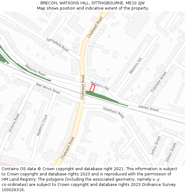 BRECON, WATSONS HILL, SITTINGBOURNE, ME10 2JW: Location map and indicative extent of plot