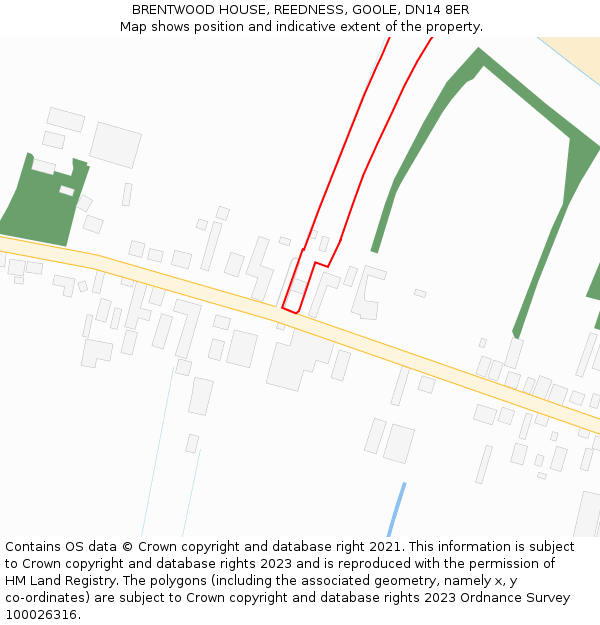 BRENTWOOD HOUSE, REEDNESS, GOOLE, DN14 8ER: Location map and indicative extent of plot