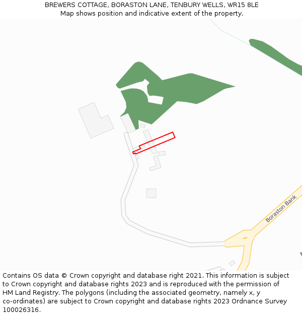 BREWERS COTTAGE, BORASTON LANE, TENBURY WELLS, WR15 8LE: Location map and indicative extent of plot