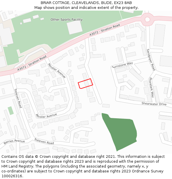 BRIAR COTTAGE, CLEAVELANDS, BUDE, EX23 8AB: Location map and indicative extent of plot