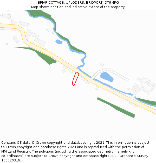 BRIAR COTTAGE, UPLODERS, BRIDPORT, DT6 4PG: Location map and indicative extent of plot