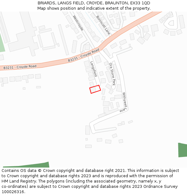 BRIARDS, LANGS FIELD, CROYDE, BRAUNTON, EX33 1QD: Location map and indicative extent of plot
