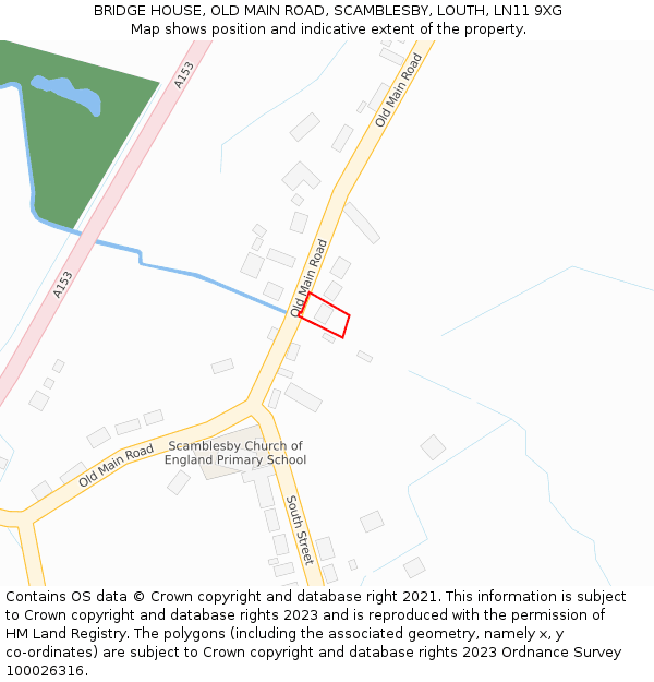 BRIDGE HOUSE, OLD MAIN ROAD, SCAMBLESBY, LOUTH, LN11 9XG: Location map and indicative extent of plot