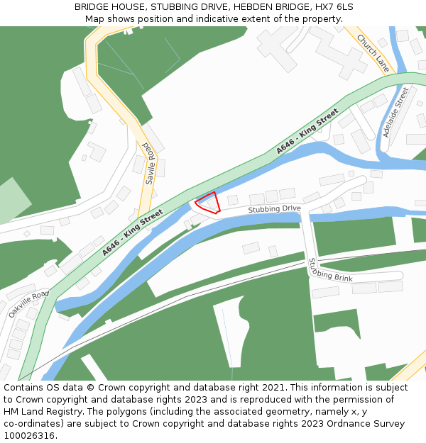 BRIDGE HOUSE, STUBBING DRIVE, HEBDEN BRIDGE, HX7 6LS: Location map and indicative extent of plot