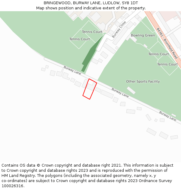 BRINGEWOOD, BURWAY LANE, LUDLOW, SY8 1DT: Location map and indicative extent of plot