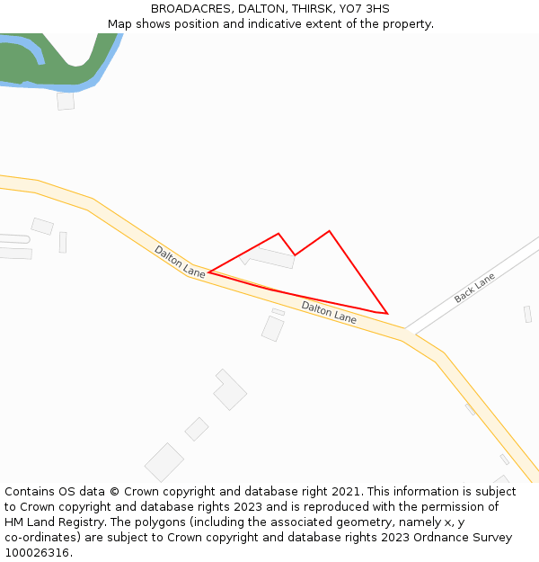BROADACRES, DALTON, THIRSK, YO7 3HS: Location map and indicative extent of plot