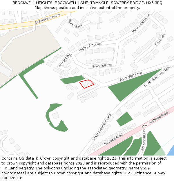 BROCKWELL HEIGHTS, BROCKWELL LANE, TRIANGLE, SOWERBY BRIDGE, HX6 3PQ: Location map and indicative extent of plot