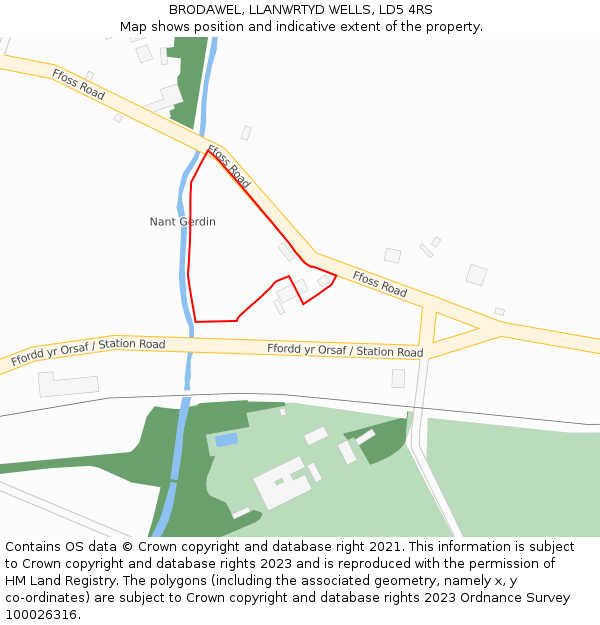 BRODAWEL, LLANWRTYD WELLS, LD5 4RS: Location map and indicative extent of plot