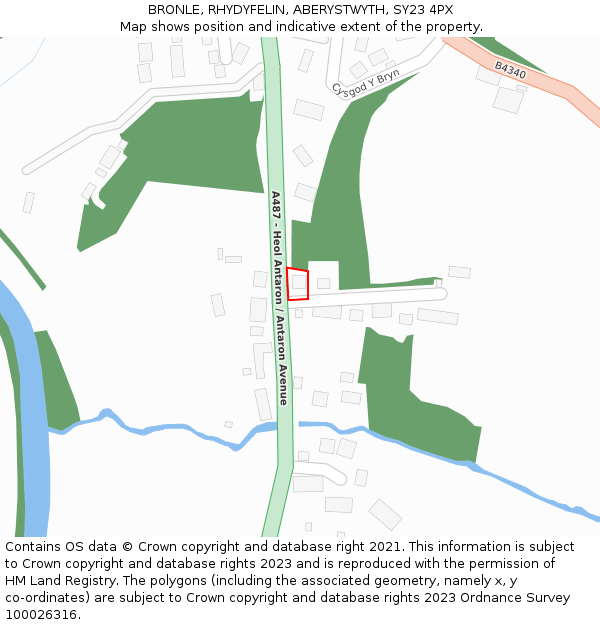 BRONLE, RHYDYFELIN, ABERYSTWYTH, SY23 4PX: Location map and indicative extent of plot