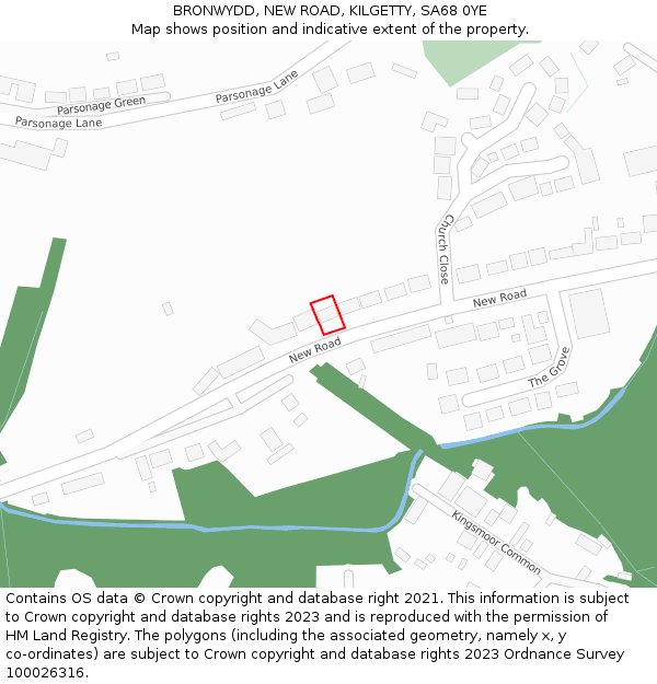 BRONWYDD, NEW ROAD, KILGETTY, SA68 0YE: Location map and indicative extent of plot