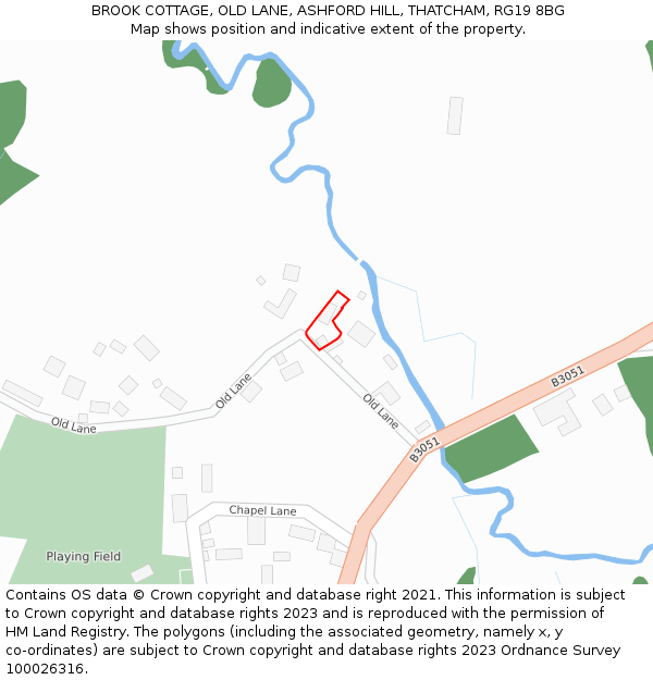 BROOK COTTAGE, OLD LANE, ASHFORD HILL, THATCHAM, RG19 8BG: Location map and indicative extent of plot