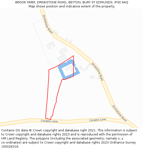 BROOK FARM, DRINKSTONE ROAD, BEYTON, BURY ST EDMUNDS, IP30 9AQ: Location map and indicative extent of plot