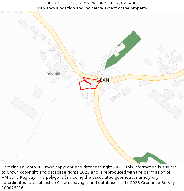 BROOK HOUSE, DEAN, WORKINGTON, CA14 4TJ: Location map and indicative extent of plot
