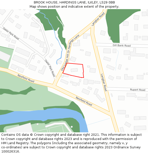 BROOK HOUSE, HARDINGS LANE, ILKLEY, LS29 0BB: Location map and indicative extent of plot