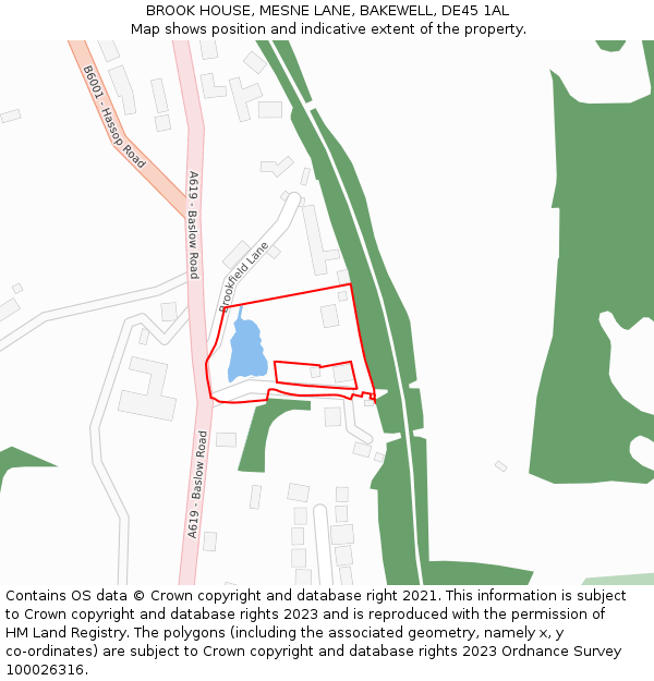 BROOK HOUSE, MESNE LANE, BAKEWELL, DE45 1AL: Location map and indicative extent of plot