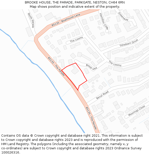 BROOKE HOUSE, THE PARADE, PARKGATE, NESTON, CH64 6RN: Location map and indicative extent of plot