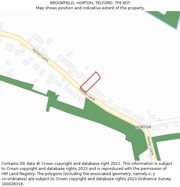 BROOKFIELD, HORTON, TELFORD, TF6 6DT: Location map and indicative extent of plot