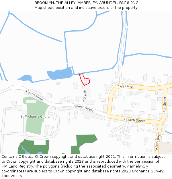 BROOKLYN, THE ALLEY, AMBERLEY, ARUNDEL, BN18 9NG: Location map and indicative extent of plot
