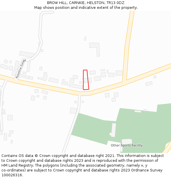 BROW HILL, CARNKIE, HELSTON, TR13 0DZ: Location map and indicative extent of plot