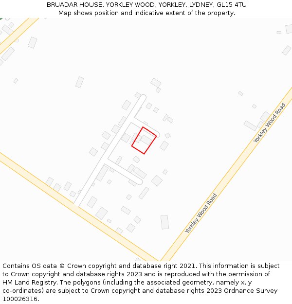 BRUADAR HOUSE, YORKLEY WOOD, YORKLEY, LYDNEY, GL15 4TU: Location map and indicative extent of plot