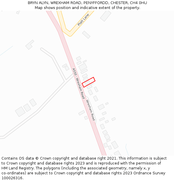 BRYN ALYN, WREXHAM ROAD, PENYFFORDD, CHESTER, CH4 0HU: Location map and indicative extent of plot