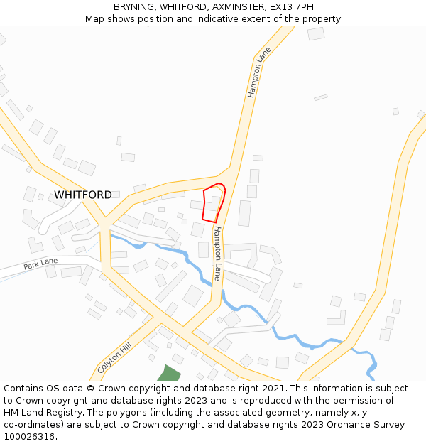 BRYNING, WHITFORD, AXMINSTER, EX13 7PH: Location map and indicative extent of plot