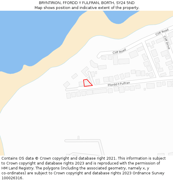 BRYNTIRION, FFORDD Y FULFRAN, BORTH, SY24 5ND: Location map and indicative extent of plot