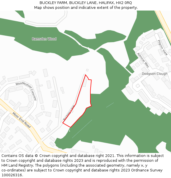 BUCKLEY FARM, BUCKLEY LANE, HALIFAX, HX2 0RQ: Location map and indicative extent of plot