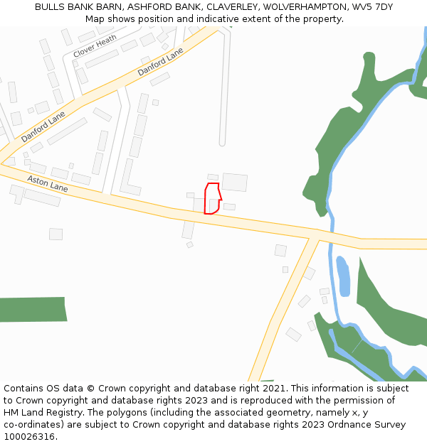 BULLS BANK BARN, ASHFORD BANK, CLAVERLEY, WOLVERHAMPTON, WV5 7DY: Location map and indicative extent of plot