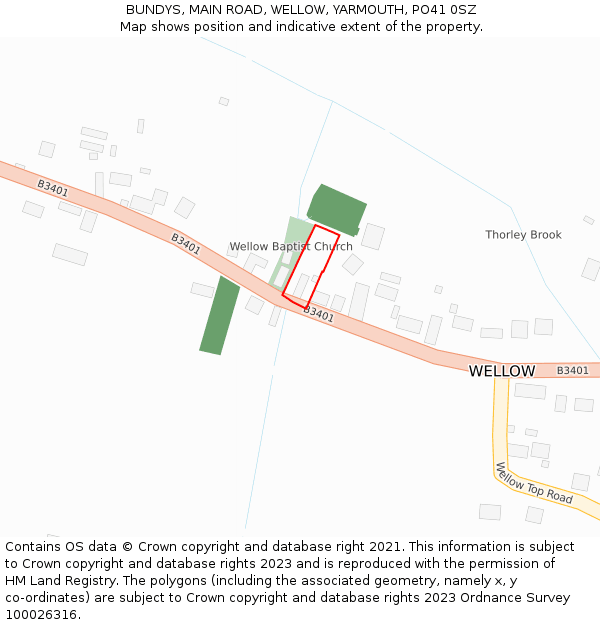 BUNDYS, MAIN ROAD, WELLOW, YARMOUTH, PO41 0SZ: Location map and indicative extent of plot