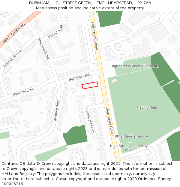 BURNHAM, HIGH STREET GREEN, HEMEL HEMPSTEAD, HP2 7AA: Location map and indicative extent of plot