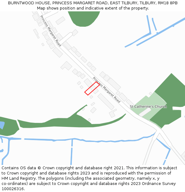 BURNTWOOD HOUSE, PRINCESS MARGARET ROAD, EAST TILBURY, TILBURY, RM18 8PB: Location map and indicative extent of plot