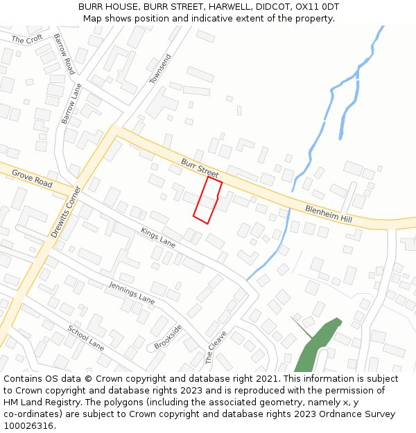 BURR HOUSE, BURR STREET, HARWELL, DIDCOT, OX11 0DT: Location map and indicative extent of plot