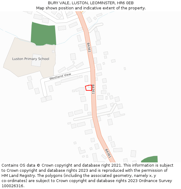 BURY VALE, LUSTON, LEOMINSTER, HR6 0EB: Location map and indicative extent of plot