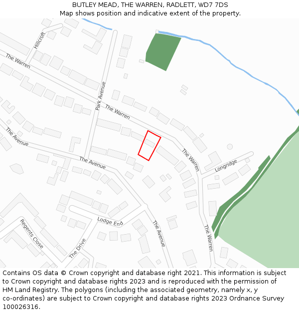 BUTLEY MEAD, THE WARREN, RADLETT, WD7 7DS: Location map and indicative extent of plot
