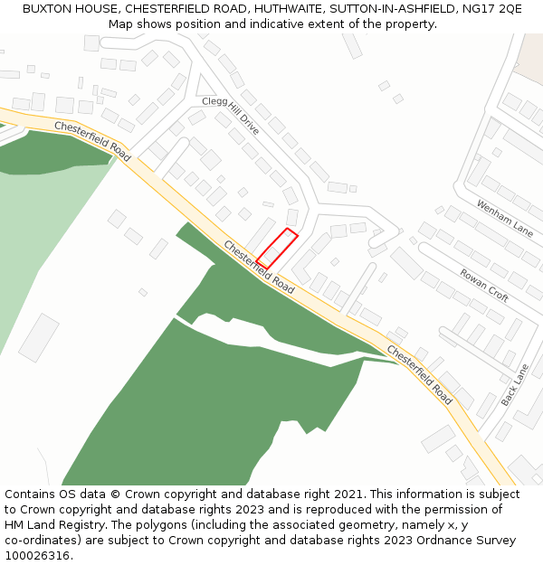 BUXTON HOUSE, CHESTERFIELD ROAD, HUTHWAITE, SUTTON-IN-ASHFIELD, NG17 2QE: Location map and indicative extent of plot