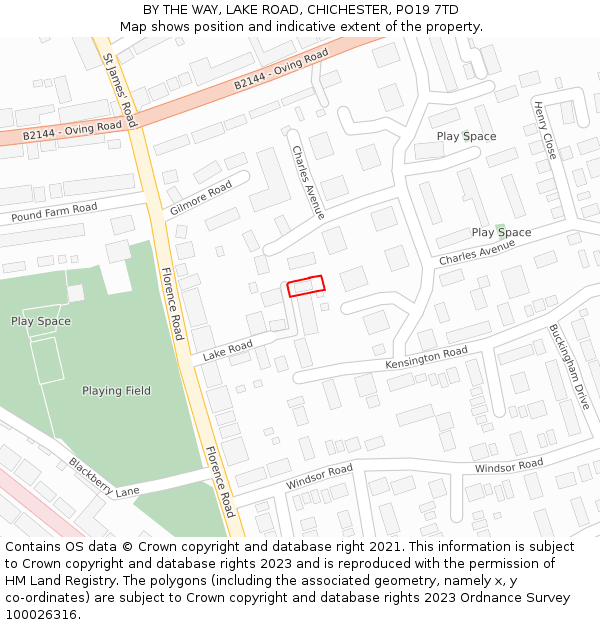 BY THE WAY, LAKE ROAD, CHICHESTER, PO19 7TD: Location map and indicative extent of plot