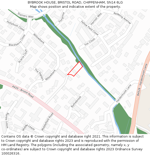 BYBROOK HOUSE, BRISTOL ROAD, CHIPPENHAM, SN14 6LG: Location map and indicative extent of plot