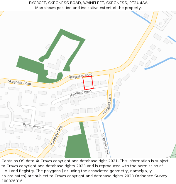 BYCROFT, SKEGNESS ROAD, WAINFLEET, SKEGNESS, PE24 4AA: Location map and indicative extent of plot