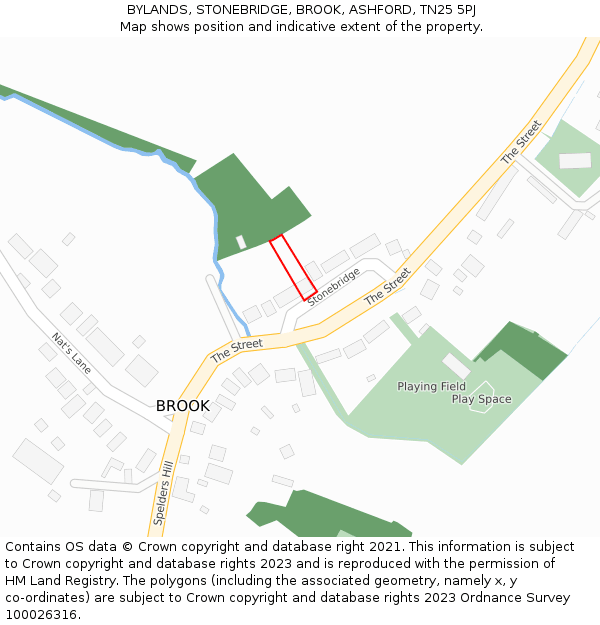 BYLANDS, STONEBRIDGE, BROOK, ASHFORD, TN25 5PJ: Location map and indicative extent of plot