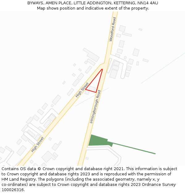 BYWAYS, AMEN PLACE, LITTLE ADDINGTON, KETTERING, NN14 4AU: Location map and indicative extent of plot