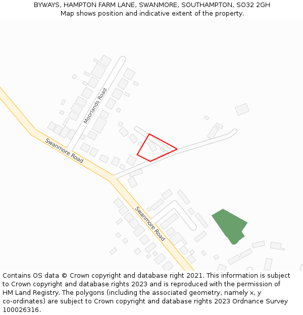 BYWAYS, HAMPTON FARM LANE, SWANMORE, SOUTHAMPTON, SO32 2GH: Location map and indicative extent of plot