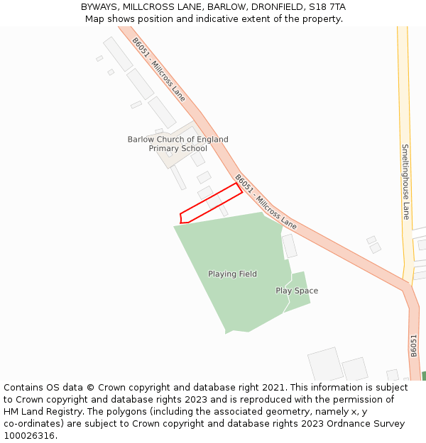 BYWAYS, MILLCROSS LANE, BARLOW, DRONFIELD, S18 7TA: Location map and indicative extent of plot
