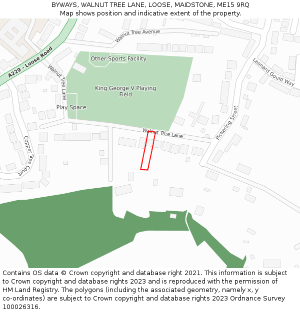 BYWAYS, WALNUT TREE LANE, LOOSE, MAIDSTONE, ME15 9RQ: Location map and indicative extent of plot