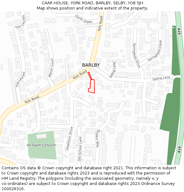 CAAR HOUSE, YORK ROAD, BARLBY, SELBY, YO8 5JH: Location map and indicative extent of plot